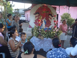 Another Purísima altar decorated with madroño branches