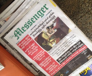 Burmese community paper in a Bangkok restaurant