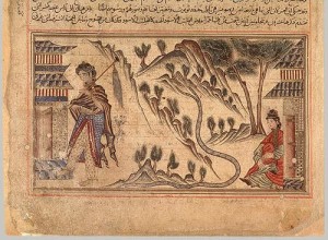 The mountains between India and China, depicted in a Jami' al-Tawarikh manuscript (Source: Wikipedia)