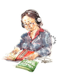 Studying English (©Sadami Konchi)