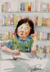 Studying (©Sadami Konchi)