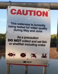 English only version of questionably translated sign at Rapid Creek, Darwin
