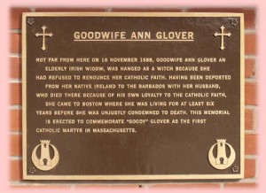Memorial plaque for Ann Glover