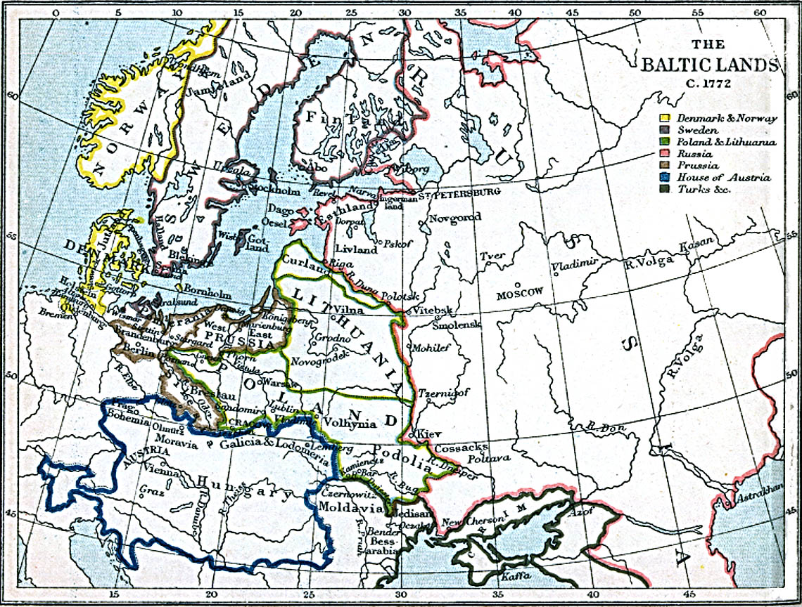 Карта польши в 1772 году границы